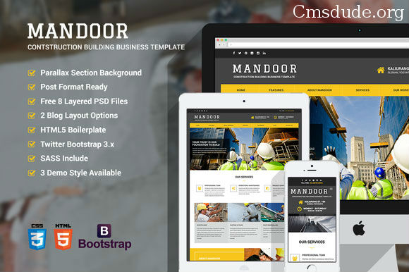 Mandoor – Construction Web Template Download Free