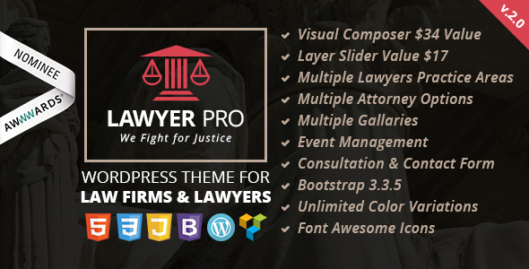 ThemeForest Lawyer Pro - Download Responsive WordPress Theme for Lawyers