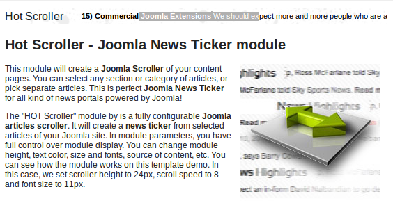 Hot Scroller - Download Joomla News Ticker Module