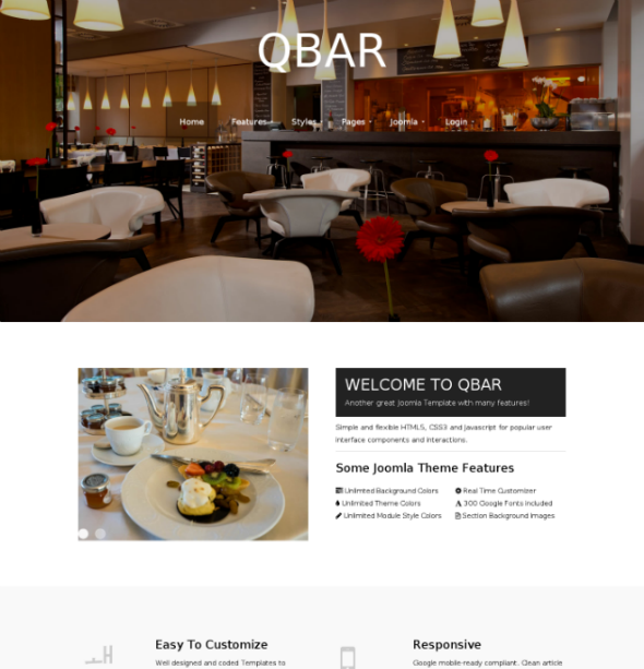 JoomlaPlates QBar - Download Restaurant Joomla Template