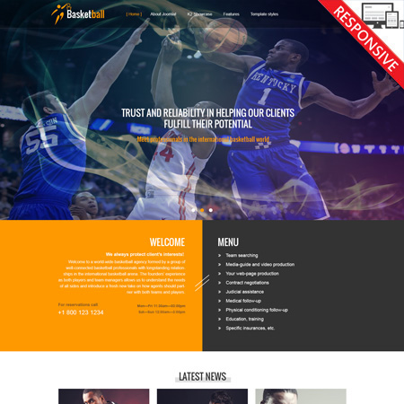 VTEM Basketball - Download Sport Joomla Responsive Template