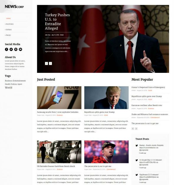 YouJoomla Newscorp - Download News Magazine Portal Joomla Template