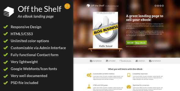 ThemeForest Off the Shelf - Download Responsive E-Book Landing Page