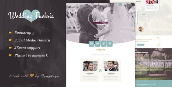 Templaza Wedding Fuchsia - Download Joomla Wedding Responsive Template