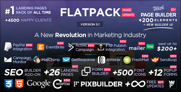 ThemeForest FLATPACK - Download Landing Pages Pack With Page Builder