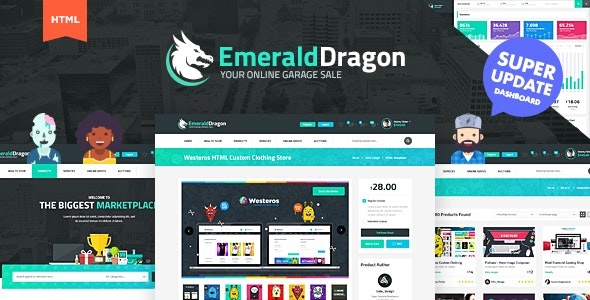 ThemeForest Emerald Dragon - Download Online Marketplace HTML Multipurpose Template