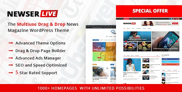 ThemeForest Newser - Download The Multiuse Drag and Drop News/Magazine WordPress Theme