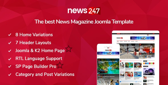ThemeForest News247 - Download Responsive News Magazine Newspaper Joomla Template