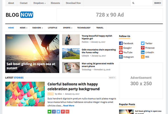 HappyThemes BlogNow - Download Responsive Blog and Magazine WordPress Theme