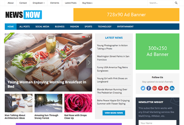 HappyThemes NewsNow - Download Responsive News and Magazine WordPress Theme
