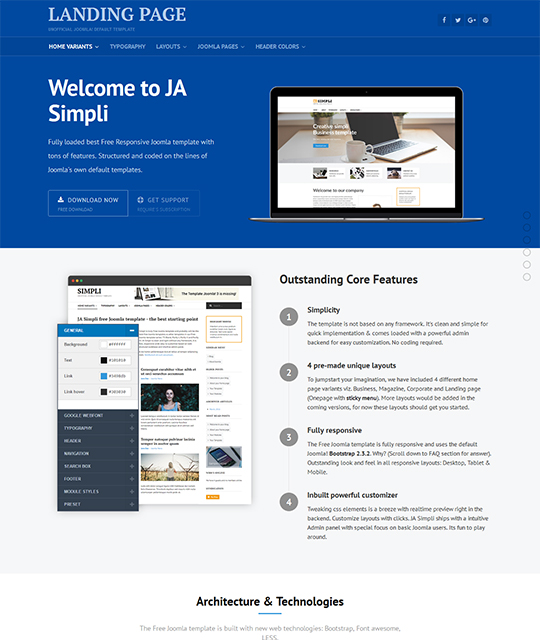 JA Simpli - Download The Best Free Joomla Template