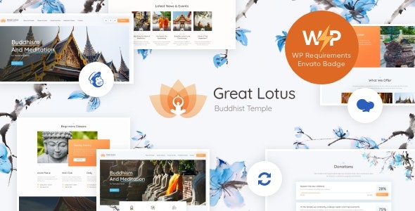 ThemeForest Great Lotus - Download Buddhist Temple WordPress Theme