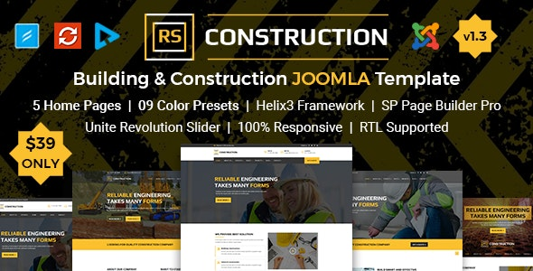 ThemeForest RS Construction - Download Building and Construction Joomla Template