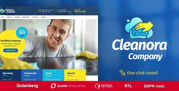 ThemeForest Cleanora - Download Cleaning Services WordPress Theme