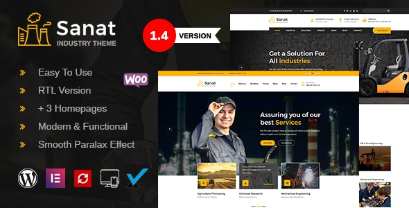 ThemeForest Sanat - Download Factory and Industry WordPress Theme