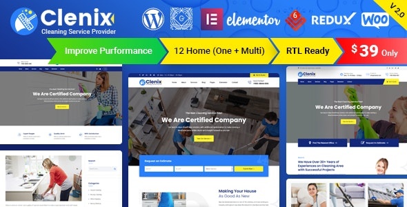 ThemeForest Clenix - Download Cleaning Services WordPress Theme