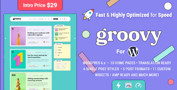 ThemeForest Groovy - Download Modern & Lightweight Blog Theme for WordPress