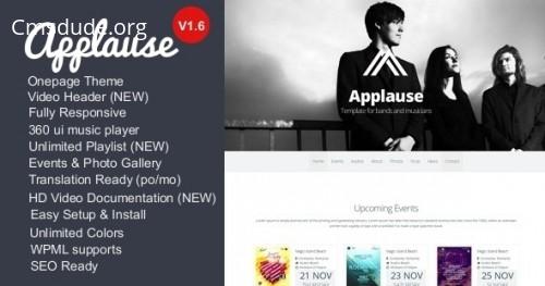 Applause – One-Page Responsive Music & DJ WP Theme Download Free