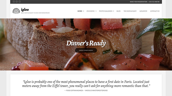 CssIgniter Igloo - Download Restaurant WordPress Theme