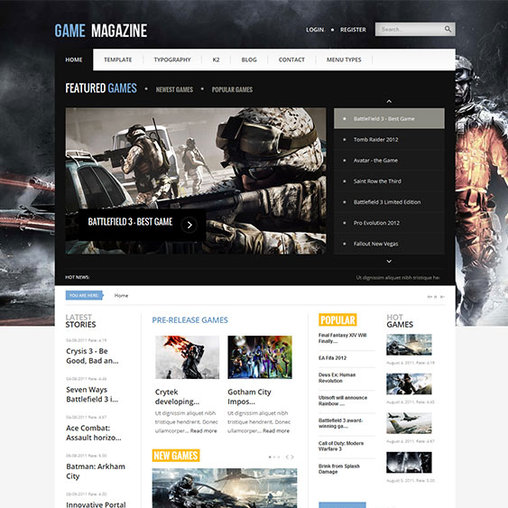 GavickPro Game Magazine - Download Joomla Template for Gaming Magazine, News and Portal Websites