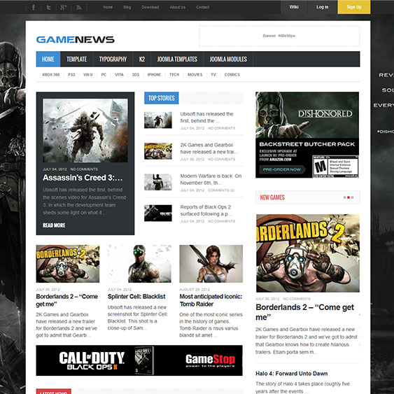 GavickPro Game News - Download Joomla Template for Gaming Portal Websites