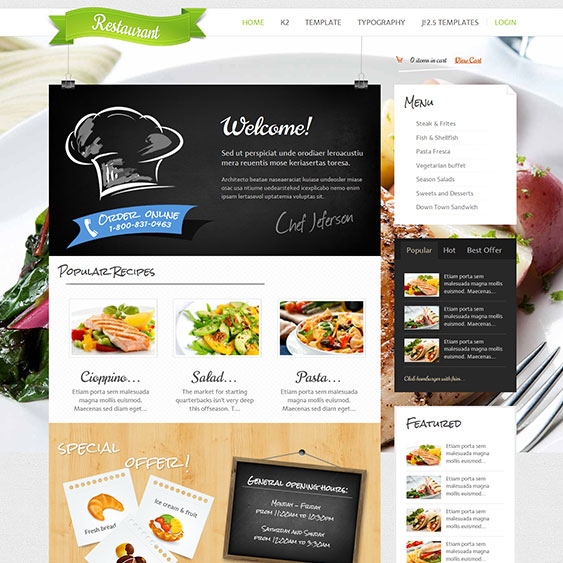 GavickPro Restaurant - Download Joomla Template for Bar or Cafe