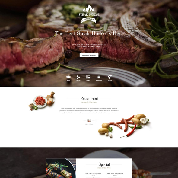 GavickPro Steak House - Download Restaurant WordPress Theme for Brasserie and Bar Websites