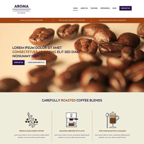 HotJoomlaTemplates Aroma - Download Joomla Coffee Template
