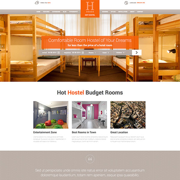 HotJoomlaTemplates Hostel - Download Joomla Hostel Template