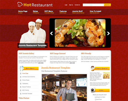 HotJoomlaTemplates Restaurant - Download Joomla Hot Restaurant