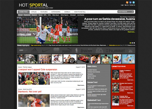 HotJoomlaTemplates Sportal - Download Joomla Hot Sportal