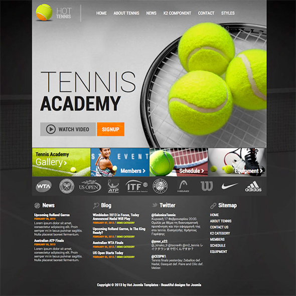 HotJoomlaTemplates Tennis - Download Joomla Tennis Template