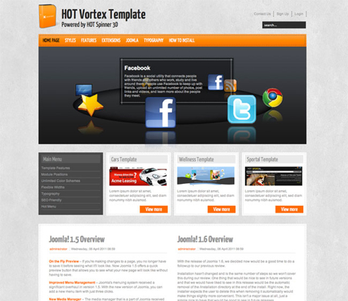 HotJoomlaTemplates Vortex - Download Joomla Hot Vortex Template with Hot Spinner