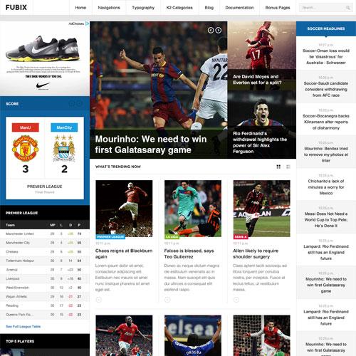 JA Fubix - Download Responsive Joomla template for sports news