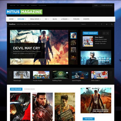 JA Mitius - Download Joomla responsive gaming template