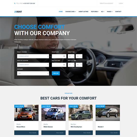 JA Rent - Download Responsive Joomla template for Vehicle Rental Service