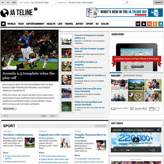 JA Teline IV - Download Joomla Magazine / News Template - supports K2 & FlexiContent