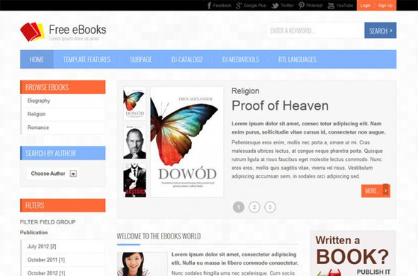 JM Free Ebooks - Download Responsive Joomla Template