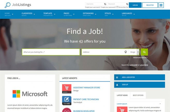 JM Job Listings - Download classifieds Joomla template