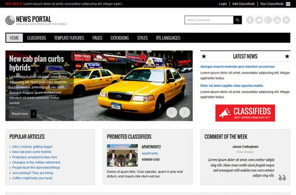 JM News Portal - Download city classifieds Joomla template