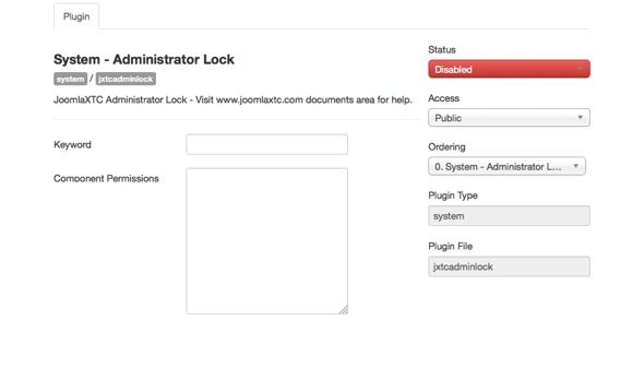 JoomlaXTC Administrator Lock - Download Joomla Extension