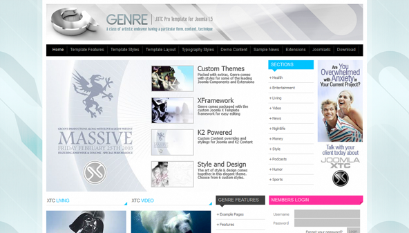 JoomlaXTC Genre - Download Magazine Joomla Template