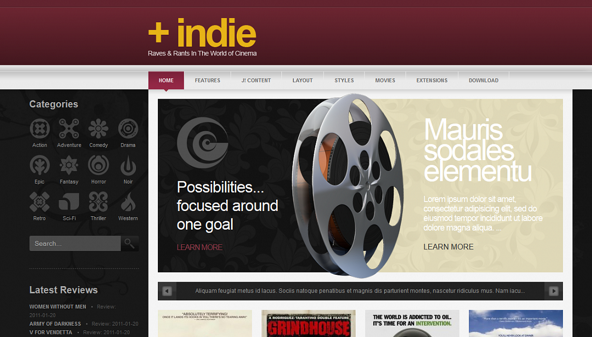 JoomlaXTC IndieLife - Download Cinema Joomla Template