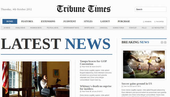 JoomlaXTC Tribune Times - Download News Joomla Template