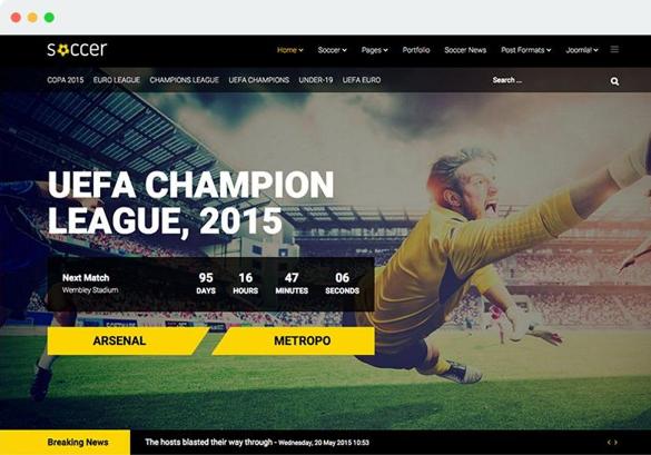 JS Soccer - Download Sport Team Clubs Joomla Template 