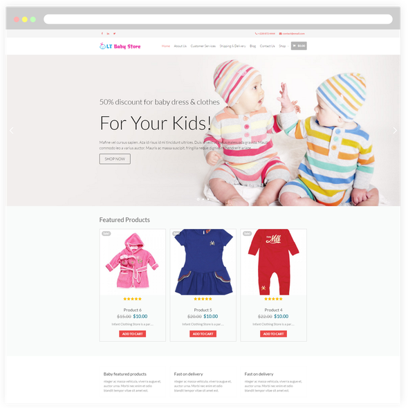 LT Baby Shop Pro - Download Baby Store WordPress theme