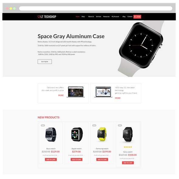 LT Tech Shop Pro - Download Free Responsive Hi-Tech Store WordPress theme