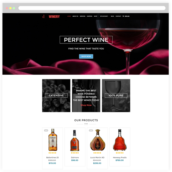 LT Winery Pro - Download Free Responsive Wine Store WordPress theme