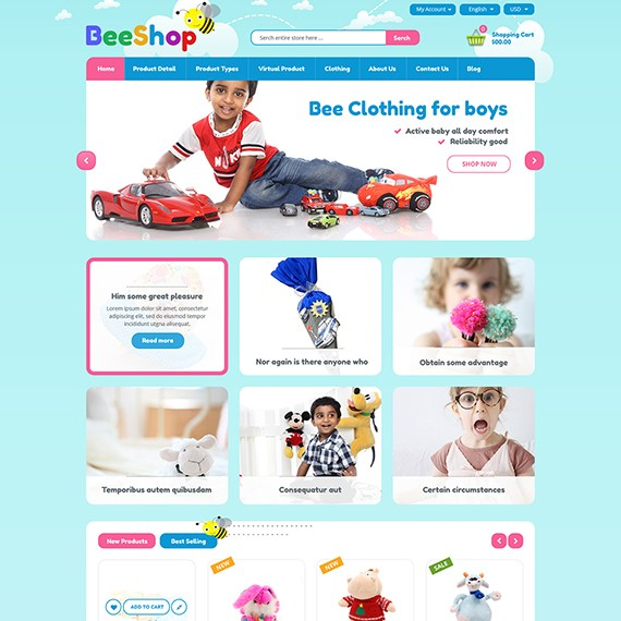 PlazaThemes BeeStore - Download Responsive Magento Kids Theme