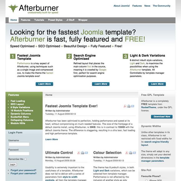 RocketTheme Afterburner - Download Joomla Responsive Template